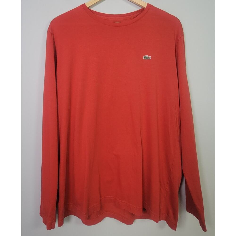 Lacoste Mens 6 Red Long Sleeve Lightweight Crew Neck Shirt